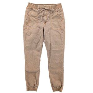 American Eagle Tie Waist Tapered Ankle Pant Womens Brown Cotton Stretch Size 12